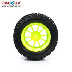 Wheels Set For 1/10 Truck With Green  Hub Rim  (2pcs)