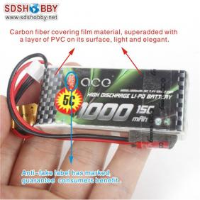 Gens ACE New Design High Quality 1000mAh 15C/2S 7.4V Lipo Battery with T Plug