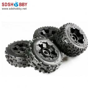 Baja 5B Secondary Generation Barren Land Tire with Wheel Hub*4pcs/Set for 1/5 Scale Gasoline Car