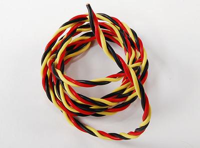 Twisted 22AWG servo wire 1mtr (R/B/Y) 22AWG