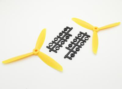 Counter Rotating Three Blade 6x4.5 Propeller - Yellow (1Pair/Bag)