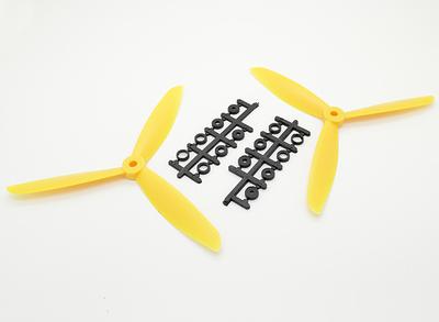 Counter Rotating Three Blade 7x4.5 Propeller - Yellow (1Pair/Bag)