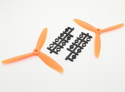 Counter Rotating Three Blade 6x4.5 Propeller - Orange (1Pair/Bag)