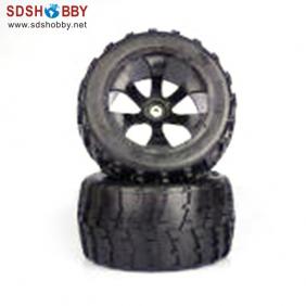 BM Truggy 2nd Generation Tires with Wheel Hubs (a pair)