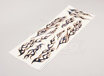 Flame Decal Sheet various sizes blue/gold