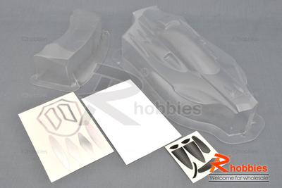 1/10 RC Off-Road Car B-MAX4 Buggy PC Transparent 140mm Body with Light Box, Rear Spoiler &amp; Decal