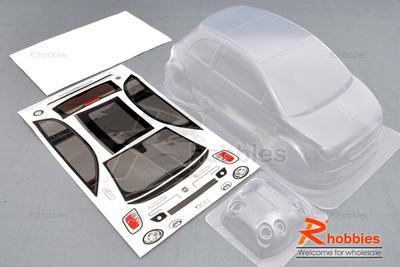 1/10 Fiat 500 PC Transparent RC Car Body with Decals, Light Box &amp; Spoilers