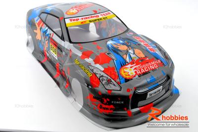 1/10 NISSAN Painted GT-R (R35) RC Car Body with Mirror, Rear Spoiler &amp; Light Box