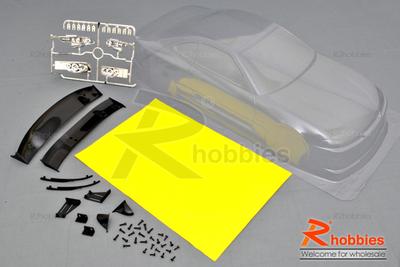 1/10 RC On-Road Car Nissan Silvia S15 PVC Transparent 180mm Body with Light Box, Rear Spoiler &amp; Masking Tape