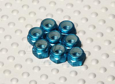 Blue Anodised Aluminum M3 Nylock Nuts(8pcs)