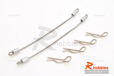 RC Car 80mm Steel Wire (2pcs) + Body Clips (4pcs)