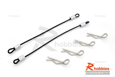 RC Car 80mm Steel Wire (2pcs) + Body Clips (4pcs)