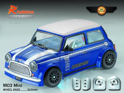 1/10 Mini Cooper PC Transparent RC Car Body with Decals, Light Box &amp; Spoilers