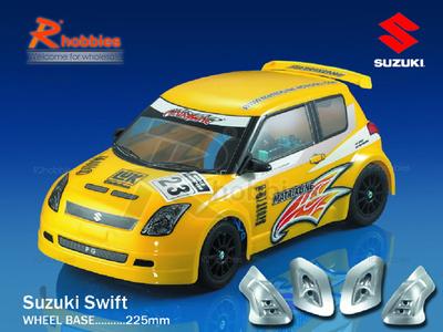 1/10 Suzuki Swift PC Transparent RC Car Body with Decals, Light Box &amp; Spoilers