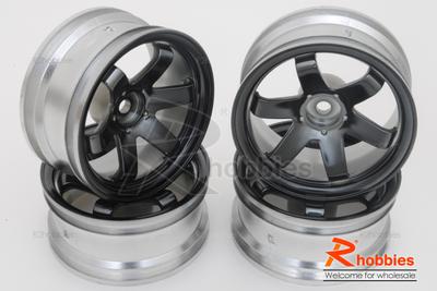 1/10 RC Car 6 Spoke 6mm Offset Drift 26mm Wheel Rim Set