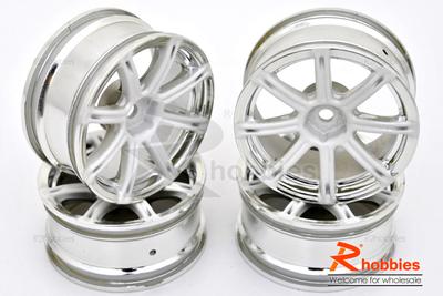 1/10 RC Car 8 Spoke 26mm Chrome Wheel (4pcs)