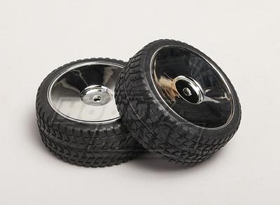 1:10 Scale Wheel/Tire Set (2pcs) Chrome/Solid RC Car 26mm