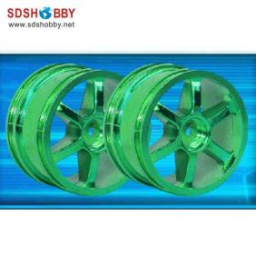 Front Wheel Rim for 1/10 Off-road Buggy with Electroplated Green on Surface D61*W34*d12mm