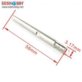 Drive Shaft with Teeth/ Thread Length-A=58mm Dia.-A=4mm Dia.-B=3.17mm for RC Model Boat