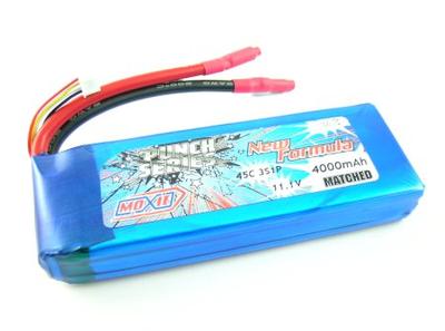 Moxie Punch Series 45C 11.1V 3S 4000mAh Lipo (Gold Bullet 5mm)