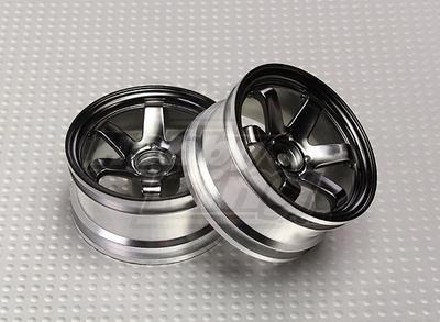 1:10 Scale Wheel Set (2pcs) Grey 6-Spoke RC Car 26mm