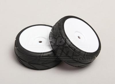 1:10 Scale Wheel/Tire Set (2pcs) White/Solid RC Car 26mm