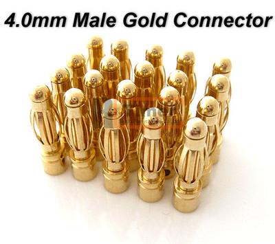 10 Pair 4.0mm Male Gold Plated Connector