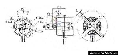 Turborix RC 300-500g Plane Indoor Flyer 1300kv (rpm/v) D3020 Outrunner BL Brushless Motor