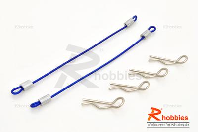 RC Car 80mm Steel Wire (2pcs) + Body Clips (4pcs)