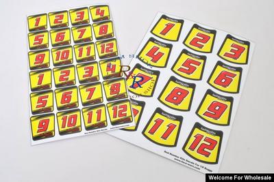 1/8 Red Number Self Adhesive Decals