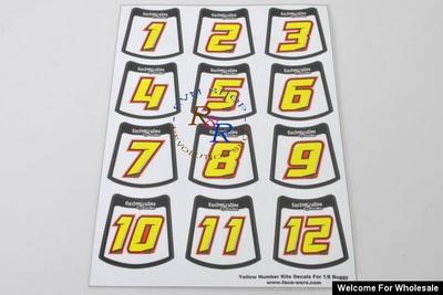 1/8 Yellow Number Self Adhesive Decals