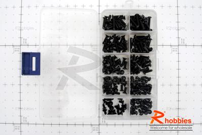 RC 2.0mm Hex Flat &amp; Dome Head Screw Set with Plastic Container / Tool Box