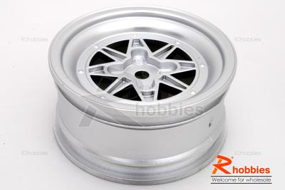 1/10 RC Car 7 Spoke VINTAGE SR 2 Offset 26mm CHROME Wheel Rim Set