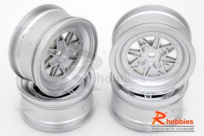 1/10 RC Car 7 Spoke VINTAGE SR 2 Offset 26mm CHROME Wheel Rim Set