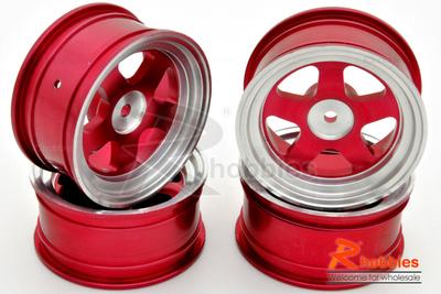 1/10 RC Car 5 Spoke Alloy Wheel Sports 26mm (4pcs) - Pink