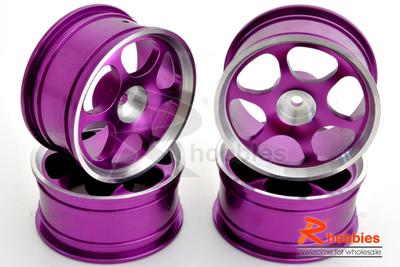 1/10 RC Car 6 Spoke Alloy Wheel Sports 26mm (4pcs) - Purple