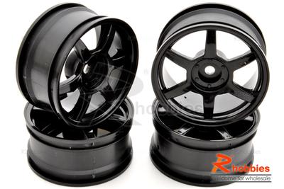 1/10 RC Car 6 Spoke 26mm Chrome Wheel (4pcs) - Black