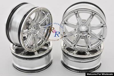 1/10 RC Car 8 Spoke 26mm Chrome Wheel (4pcs)