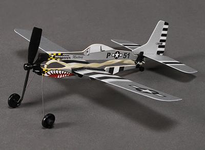 Rubber Band Powered Freeflight P-51 Mustang 291mm Span
