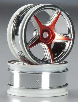 Thunder Tiger Wheel 5-Spoke 26mm Chrome/Red TA-VX TTRPD6601-R