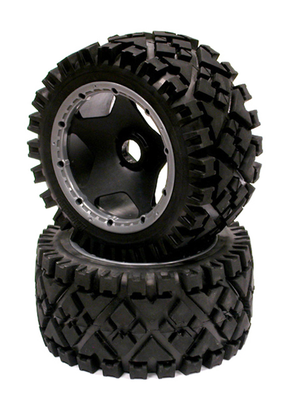 Integy Type E Wheel/Tire Rear Set Baja 5B/5B2.0 (2) INTBAJ172