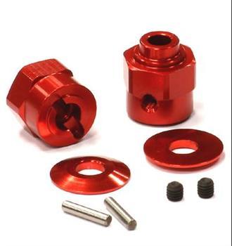 Integy Hex Wheel Hub Set +5 Offset Wraith (2) INTC24396RED