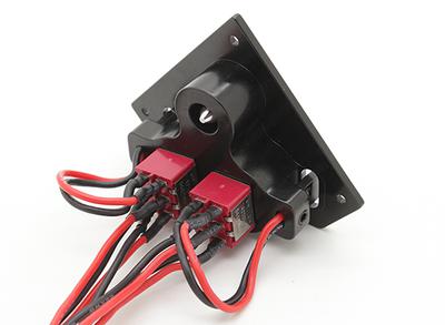 Medium Duty Trianglular Double Futaba/JR Switch Harness with Built in Charging Sockets and Fuel Dot