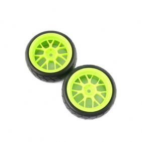 Wheels Set For 1/10 Racing Car With  Green  Hub Rim (2pcs)