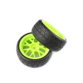 Wheels Set For 1/10 Racing Car With  Green  Hub Rim (2pcs)