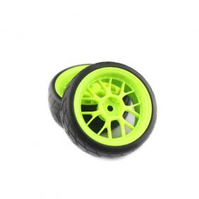 Wheels Set For 1/10 Racing Car With  Green  Hub Rim (2pcs)