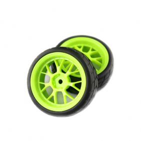 Wheels Set For 1/10 Racing Car With  Green  Hub Rim (2pcs)