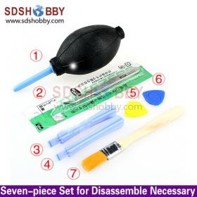 Seven-piece Set for Disassemble Necessary/ Blowing Dust Ball + Bent Tweezers + Stick + Furbrush