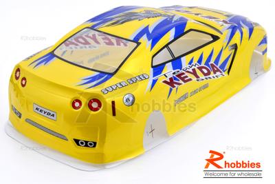 1/10 Painted RC Car Body With Rear Spoiler (Gold)