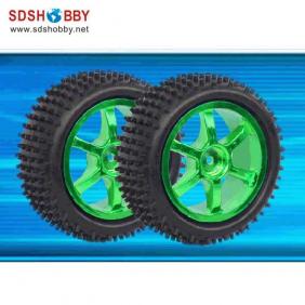 D88*W41*d12mm Rear Wheels Combo (with Tire and Wheel Rim) for 1/10 Off-road Buggy-Green Color